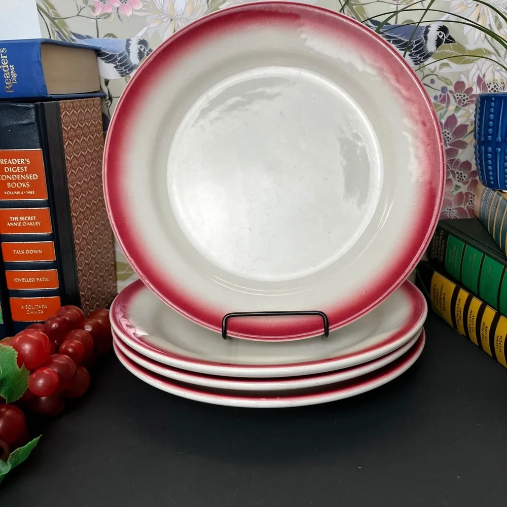 Homer Laughlin Best China Red Airbrush Rim 8.75